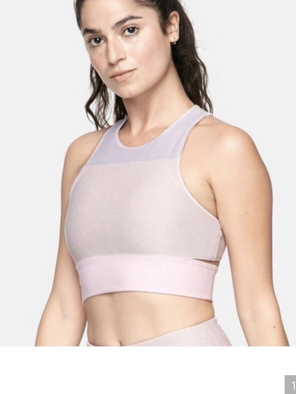 Outdoor Voices Tri-Tone Slashback Tank Workout Yoga Top Blue/Gray/Peach S NWOT - Picture 8 of 8